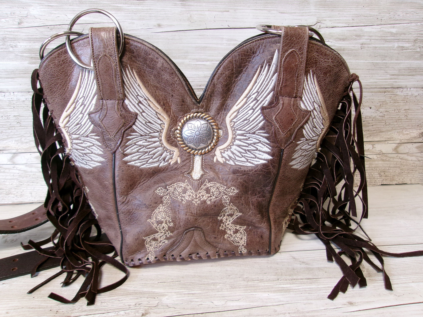 Double Cowboy Boot Purse with Fringe DB352